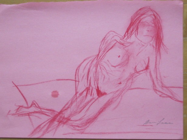 Jillian Page in 20-minute semi-reclining pose in Figure Drawing workshop on body acceptance in Montreal on Oct. 20, 2013.