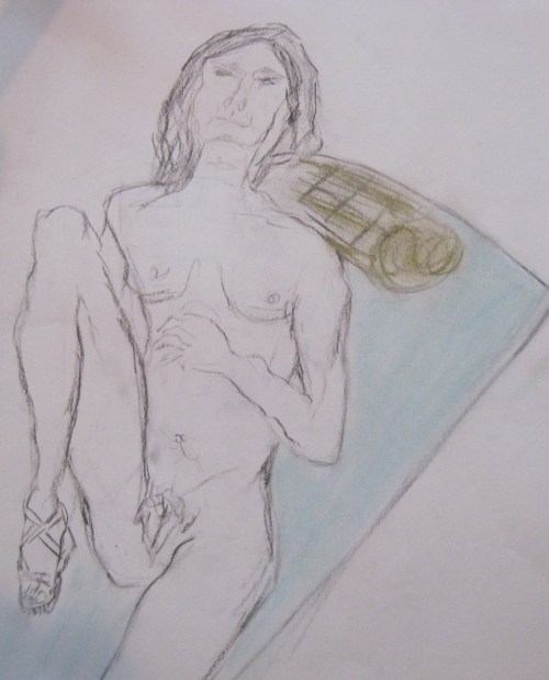 Jillian Page in 20-minute reclining pose in Figure Drawing workshop on body acceptance in Montreal on Oct. 20, 2013.