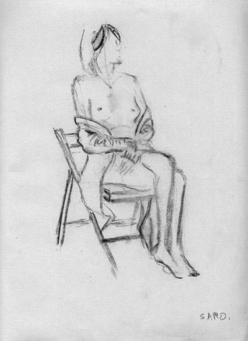 Jilllian Page in a classical sitting pose at Figure Drawing workshop on body acceptance in Montreal on Oct. 20, 2013.