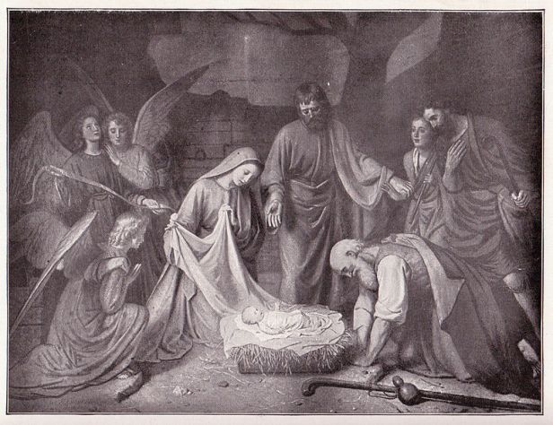 The illustration is titled "The First Christmas," from the painting by H.J.Sinkel. (Photo: Wikimedia Commons)